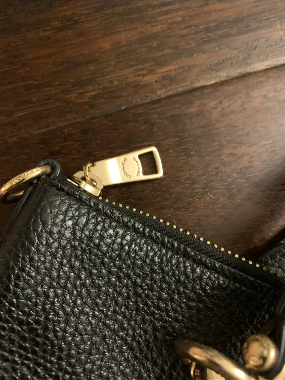 Coach Black Pebbled Leather Satchel with Gold Accents